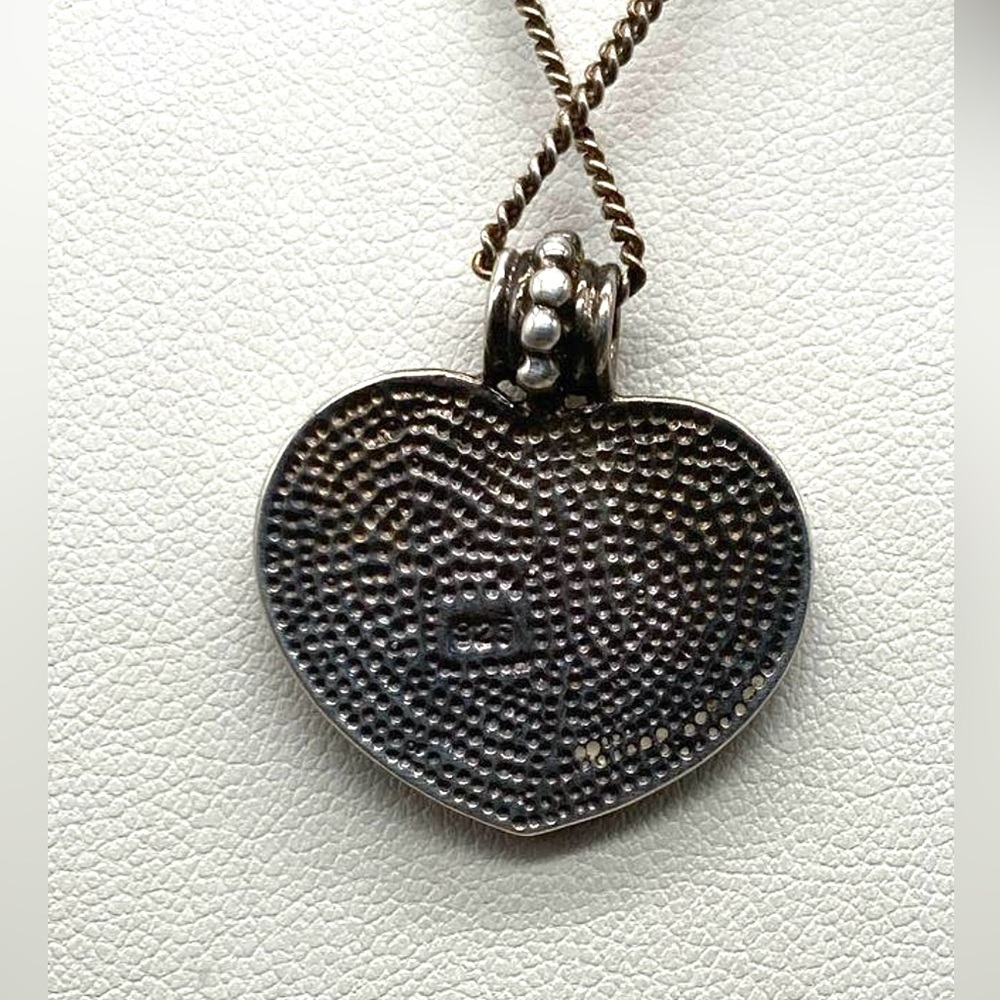 Sterling Silver Opal Inlay Heart Pendant - Picture 2 of 3